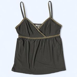 Y2k Beaded Babydoll Tank Top Black Gold Large Whimsigoth Boho Glam Party